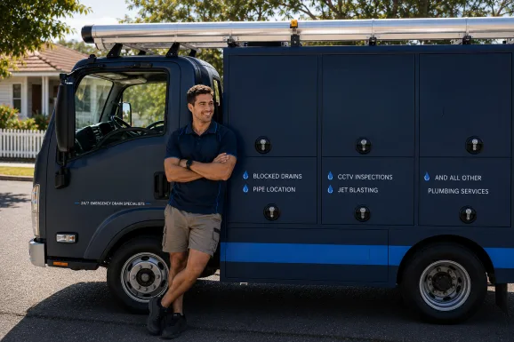 Our plumber with the service van on a Clontarf job